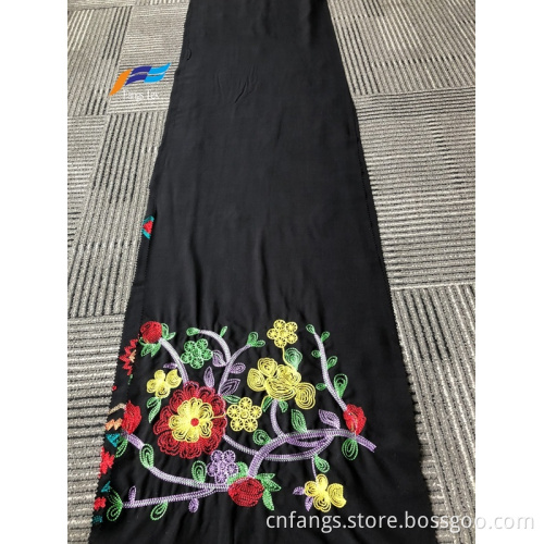 100% Polyester Wool Peach Embroiderd Formal Black Fabrics